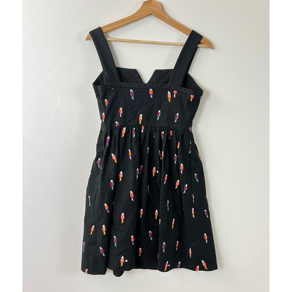 NWT Kate Spade Flock Party Jacquard Mini Dress Black Pink Parrots Size 6 - Picture 4 of 10
